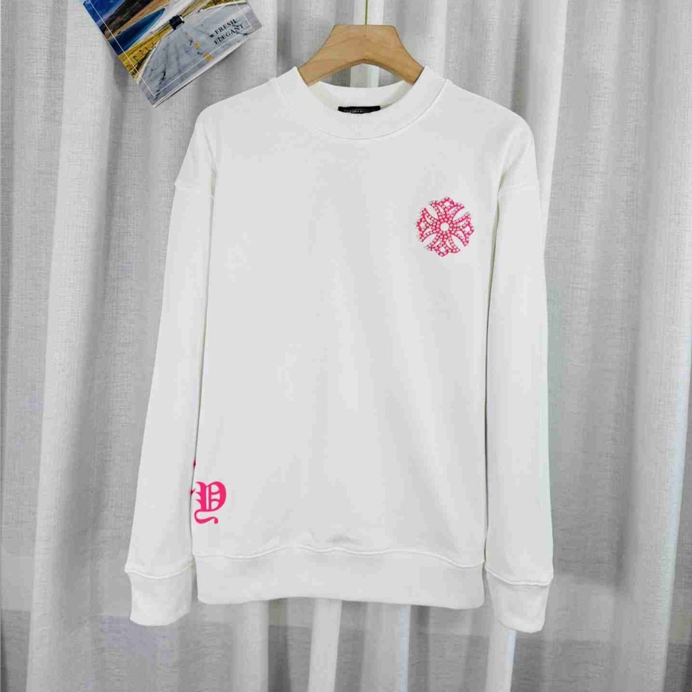 Chrome Hearts White Sweatshirt with Pink Accents